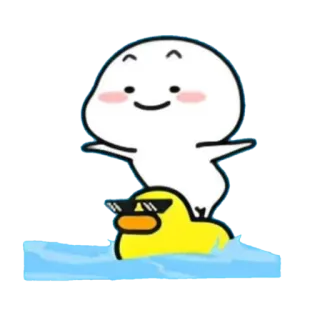 🪃 b8afec9f 卡通, 鸭子, 太阳镜, 可爱, 游泳, 水, 插画 telegram sticker