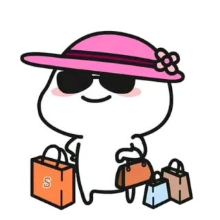 🪃 c0f672e6 卡通, 购物, 帽子, 太阳镜 telegram sticker