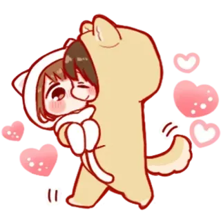 ❤ 8c5900d8 carino, chibi, cartone animato, amore, abbraccio, anime telegram sticker