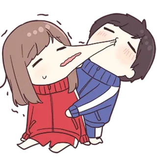 😘 bef35560 chibi, anime, giocoso, coppia, affettuoso telegram sticker