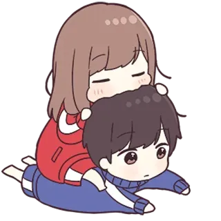 🥰 e2de062b Anime, Cartone animato, Coppia, Carino, Abbraccio, Kawaii, Romantico telegram sticker