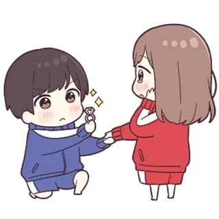 🥰 f7be2d29 proposta, fidanzamento, amore, coppia, romantico, cartoni animati telegram sticker