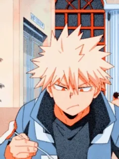 🕸 85bdbb83 Bakugo Katsuki My Hero Academia anime, manga, my hero academia, bakugo, katsuki, eating telegram sticker