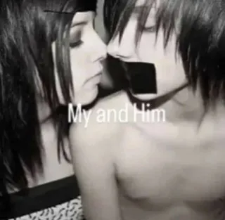 🌟 41514c6a My and Him amor, relacionamento, casal, preto e branco, romance whatsapp sticker