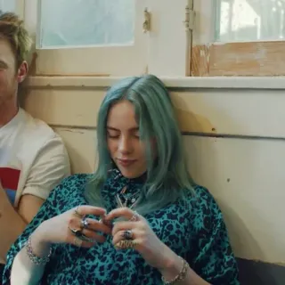 🕸 b0a911b3 Billie Eilish 歌手, ミュージシャン, ポップ, セレブ, 青髪 telegram sticker