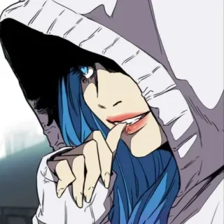 🧋 9933eb4e 动漫, 漫画, 蓝发, 帽衫, 角色 telegram sticker