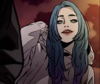 🧋 9976cda3 女性, 女孩, 角色, 动漫风格, 蓝发, 肖像 telegram sticker