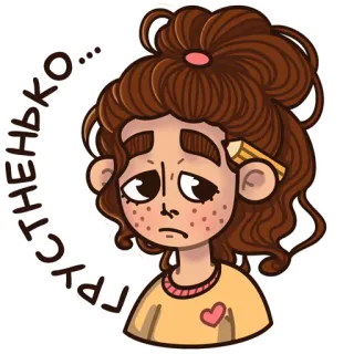 🙁 4abe1123 грустненько... sad, girl, freckles, pencil, cartoon telegram sticker