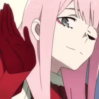 🐾 4c363400 Zero Two Darling in the Franxx อนิเมะ, Zero Two, Darling in the Franxx, ผมสีชมพู, Waifu telegram sticker