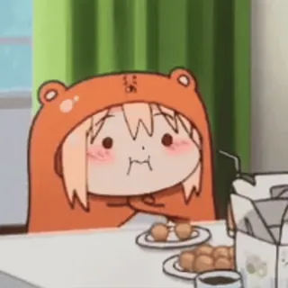 🐾 825b2653 Umaru Doma Himouto! Umaru-chan อุมารุ, อนิเมะ, น่ารัก, คาวาอิ, ตลก, เสื้อฮู้ดหมี, ขนม telegram sticker