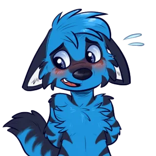 😳 3b27e43d Furry, Antropomorfik, Kartun, Biru, Pemalu, Gugup, Lucu telegram sticker