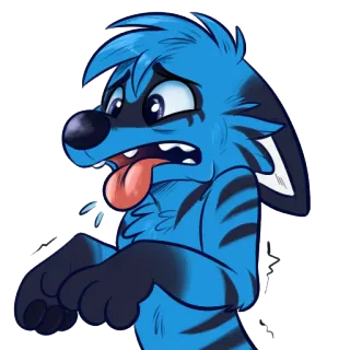 😨 9edb46ae furry, kartun, binatang, karakter, biru, serigala telegram sticker
