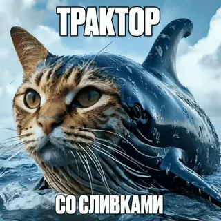 😁 67fc92d9 ТРАКТОР
СО СЛИВКАМИ Katze, Hai, Traktor, Sahne, Meer, Tier, Lustig, Meme telegram sticker