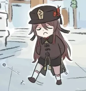 🌟 16341e97 Hu Tao Genshin Impact Anime, Chibi, Traurig, Genshin Impact, Hu Tao telegram sticker