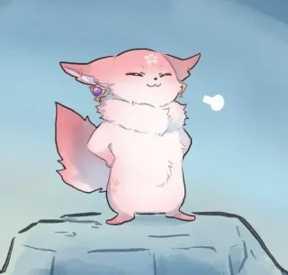 🌟 2b1b7619 fuchs, niedlich, tier, rosa, fell, comic telegram sticker