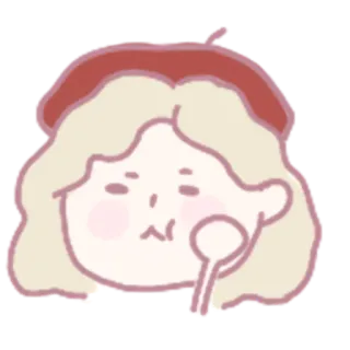 🧐 2bcae9e3 menina, boina, fofo, ilustração, desenho animado whatsapp sticker