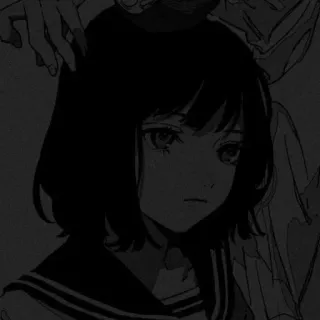 🖤 364e06d3 Anime, Cô gái, Tối tăm, Buồn, Manga, Đồng phục học sinh whatsapp sticker