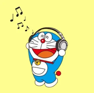 💈 5ea871e3 Doraemon doraemon, anime, desenho animado, música, fones de ouvido whatsapp sticker