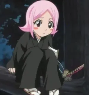 🍥 32a5881e Yachiru Kusajishi Bleach Аниме, Персонаж, Розовые волосы, Меч, Блич telegram sticker