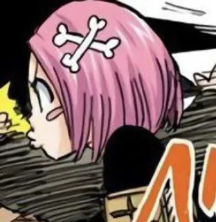 🍥 596e8abd Аниме, Манга, Розовые волосы, Кости, Вид сбоку, Мультфильм telegram sticker