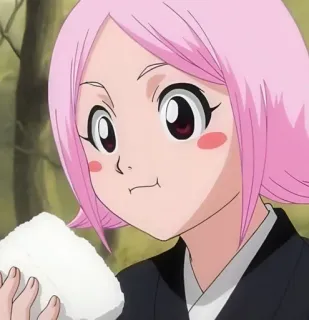 🍥 897b0d4e Yachiru Kusajishi Bleach Аниме, Манга, Еда, Онигири, Розовые волосы, Блич telegram sticker