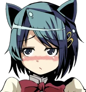 😳 7d93fe56 애니메이션, 고양이 귀, 만화, 카와이, 귀여운, 볼터치, 소녀 telegram sticker