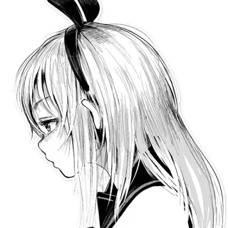 😒 a1d6b262 애니메이션, 소녀, 만화, 슬픈, 흑백, 교복, 토끼 귀 telegram sticker