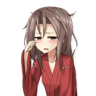 😪 e6253c5e 애니메이션, 울음, 슬픔, 소녀, 붉은 로브 telegram sticker