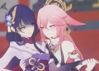 🌟 8121c843 Raiden Shogun Genshin Impact Anime, Videojuego, Genshin Impact, Yae Miko, Raiden Shogun, Personajes whatsapp sticker