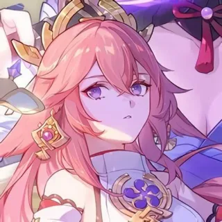 🌟 c48bb940 Yae Miko Genshin Impact Anime, Juego, Genshin Impact, Yae Miko, Pelo rosa, Personaje whatsapp sticker