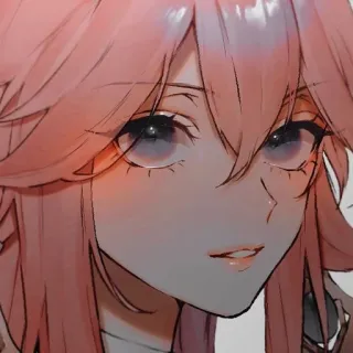 🌟 e54f3f80 Yae Miko Genshin Impact Anime, Juego, Personaje, Pelo rosa, Genshin Impact, Yae Miko whatsapp sticker