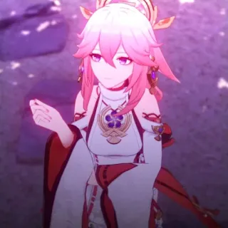 🔮 48b754dd Yae Miko Genshin Impact видеоигра, аниме, вайфу, розовые волосы, персонаж telegram sticker