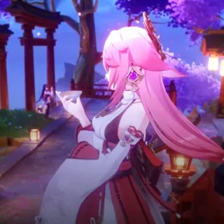 🔮 617b8c32 Yae Miko Genshin Impact аниме, игра, персонаж, женщина, розовые волосы telegram sticker