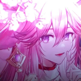 🔮 69751075 Yae Miko Genshin Impact аниме, игра, розовые волосы, лиса telegram sticker