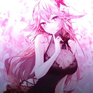 🔮 6eaa9e57 Аниме, Девушка, Розовый, Уши, Кружево, Платье, Персонаж telegram sticker