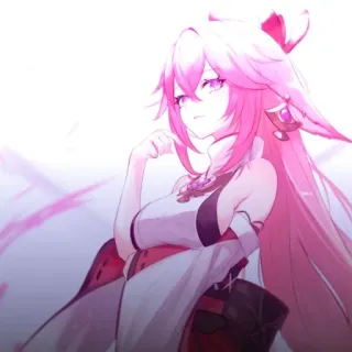 🔮 7fc26653 Yae Miko Genshin Impact Аниме, Игра, Лиса, Розовые волосы, Электро telegram sticker