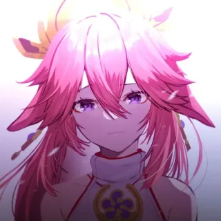 🔮 872a97d3 Yae Miko Genshin Impact Аниме, Видеоигра, Лиса, Розовые волосы, Яэ, Мико telegram sticker