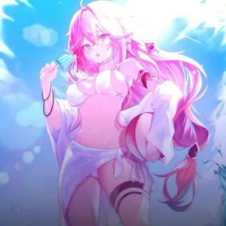 🔮 afeeaceb Аниме, Девушка, Купальник, Лето, Пляж, Мороженое telegram sticker