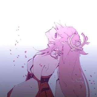 🔮 bf18fa4b Yae Miko Genshin Impact Аниме, Видеоигра, Розовые волосы, Лиса, Уши telegram sticker