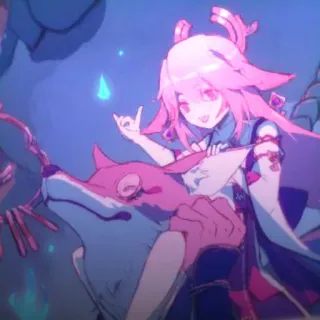 🔮 cc247df1 Yae Miko Genshin Impact Аниме, Розовые волосы, Лиса, Электро, Игра telegram sticker