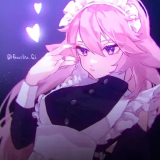 🔮 d0cdb938 Аниме, Горничная, Розовые волосы, Милый, Сердечки, Иллюстрация, Девушка telegram sticker