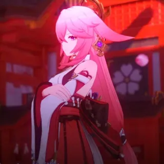 🔮 dced8acc Yae Miko Genshin Impact Аниме, Видеоигра, Genshin Impact, Яэ Мико, Розовые волосы telegram sticker