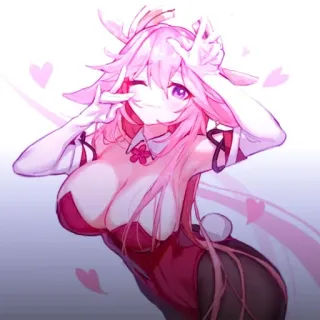 🔮 dd68ea08 Yae Miko Genshin Impact Аниме, Девочка, Розовый, Лиса, Милый telegram sticker