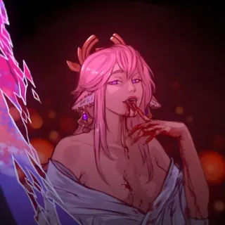 🔮 de202412 Аниме, Кровь, Жесть, Яэ Мико, Genshin Impact telegram sticker