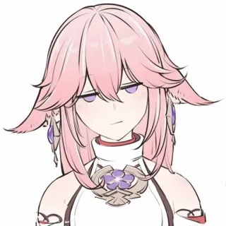 🍡 3c96600e Yae Miko Genshin Impact yae miko, genshin impact, anime, spel, roze haar, vossenoren, personage telegram sticker