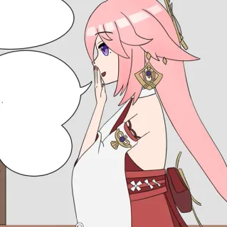 🍡 932c6749 Yae Miko Genshin Impact Anime, Videogame, Personage, Roze haar, Oren, Genshin Impact telegram sticker