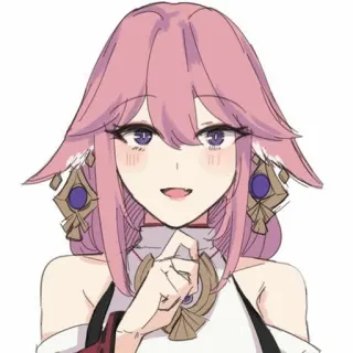 🍡 be316c68 Yae Miko Genshin Impact Anime, Genshin Impact, Yae Miko, Videogame, Personage, Roze haar, Illustratie telegram sticker