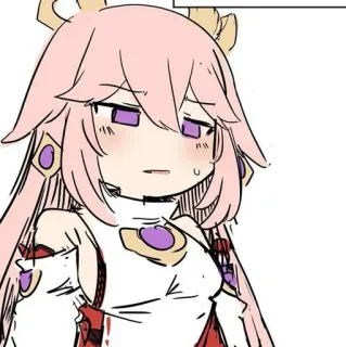 🍡 c4bd06b7 Yae Miko Genshin Impact yae miko, genshin impact, anime, videogame, personage, schattig, slaperig telegram sticker