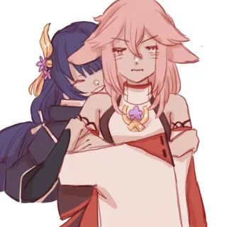 🍡 c4ef96d7 Raiden Shogun, Yae Miko Genshin Impact Anime, Spel, Videogame, Genshin Impact, Raiden Shogun, Yae Miko telegram sticker