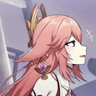 🍡 f5abad98 Yae Miko Genshin Impact Anime, Spel, Yae Miko, Genshin Impact, Roze haar, Vos, Personage telegram sticker